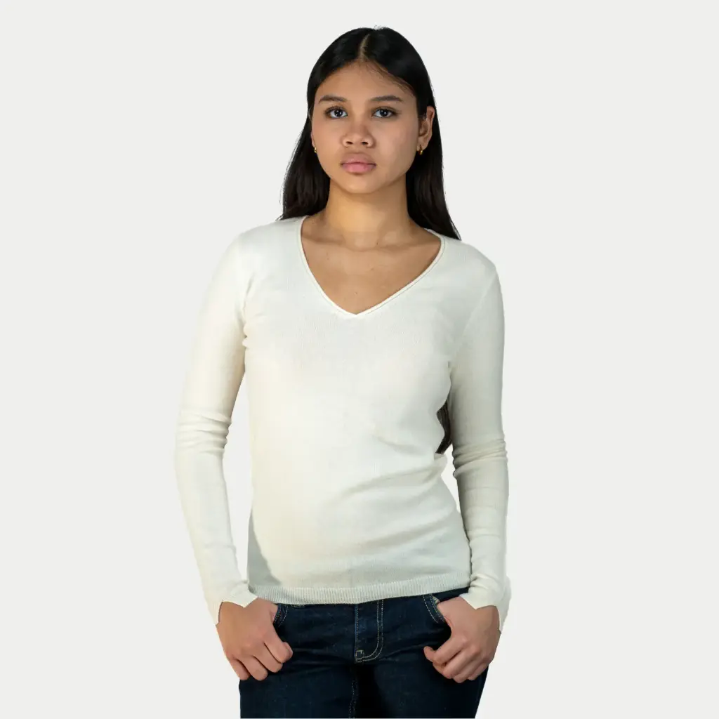 Pull cachemire col V décolleté