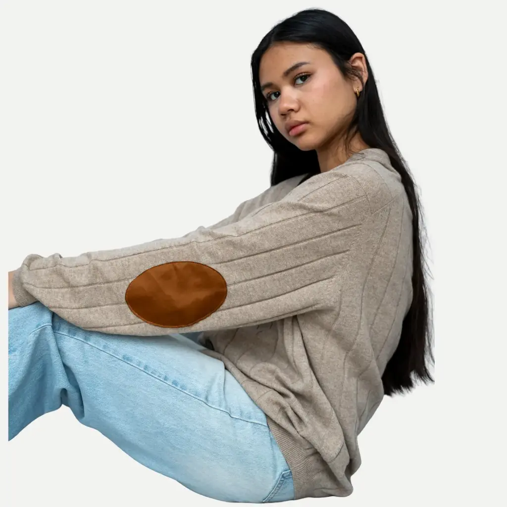Cardigan cachemire à boutons Jersey décolleté à coudière