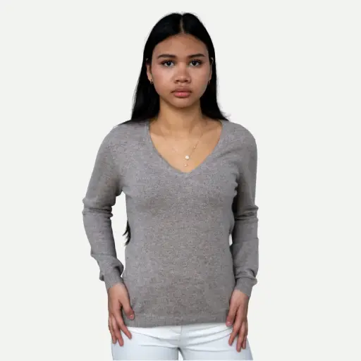 Pull col V fin cachemire